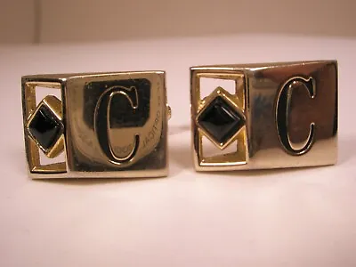 C Monogram Font Initial Letter Vintage SHIELDS Cuff Links Charlie Chuch Chris  • $33.49