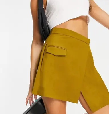 Asos Design Women's Sz 12-US Wrap Kilt Mini Skirt (34x16) Pleated Pocket Detail • $17.70