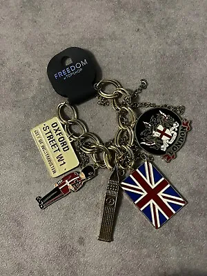 Gold London Charm Bracelet Big Ben Guardsman Union Jack Oxford Street New • £5