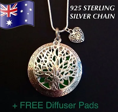 $12.50 • Buy Tree Of Life Aromatherapy Oil Diffuser 925 Sterling Silver Necklace + FREE Pads