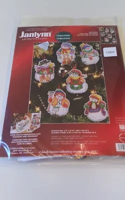 Janlynn Snow Folks Christmas Ornaments  Counted Cross Stitch #023-0342 Makes 6 • $10.25