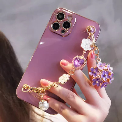 For IPhone Samsung Huawei Honor +Flower Bracelet 6D Plating Hot Phone Case Cover • £4.79