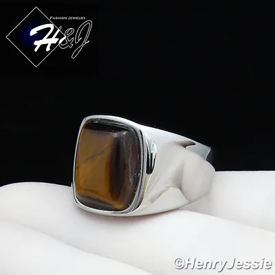 MEN's Stainless Steel Tiger Eye Stone Silver Ring Size 8-13*TR110 • $15.99