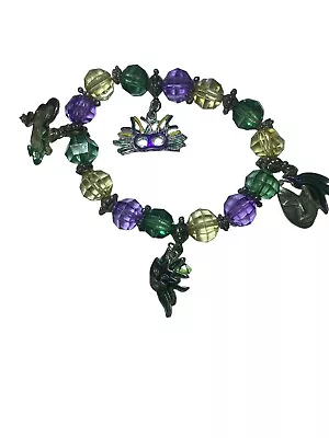Mardi Gras Jewelry Beaded Glass Stretch Bracelet 4 Masks Crown • $11.99