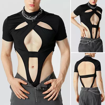 INCERUN Mens Collared Short Sleeve Tops Leotard Bodysuits Underwear Nightwear • $18.04