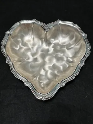 Vintage WMF Ikora Candy Dish Heart Shape Footed Brushed Silver Plate 8  X 8  • $10