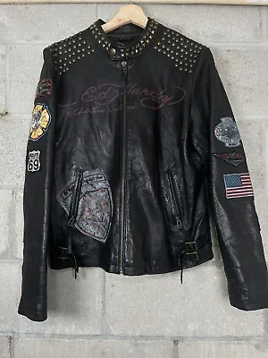 Ed Hardy Size M Black Skull Star Embroidered Jacket • $249.99