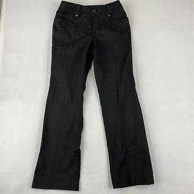 A-Line Stretch Bootcut Jeans Women's 10 Black Animal Print Cotton Blend Mid Rise • $14.95