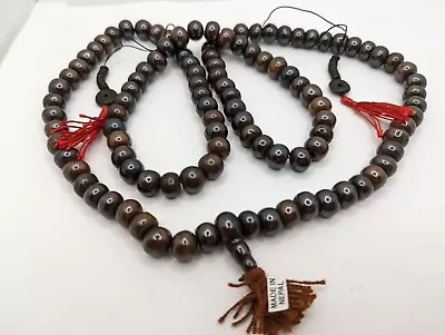 Buddhist Mala Prayer Beads 11MM To 12MM Dia. 108 Beads Recycled Bone. Dark Brown • $23.99