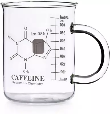 Caffeine Beaker Mug Caffeine Molecule Mug - Chemistry Mug 16 Oz Borosilicate  • $18.99