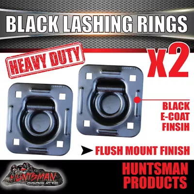 2x Black E Coated Lashing Rings Tie Down Anchor Points 113mm X 123mm Ute Trailer • $27