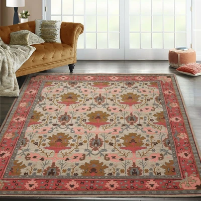 $599.99 • Buy Multi Sizes William Morris Handmade Arts & Crafts Wool Area Rug Beige Rose