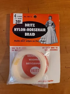 Vintage 1958 Dritz Nylon Horsehair Braid 1/2  By 4 Yds -No. 789/ 1/2 - NOS • $6.99