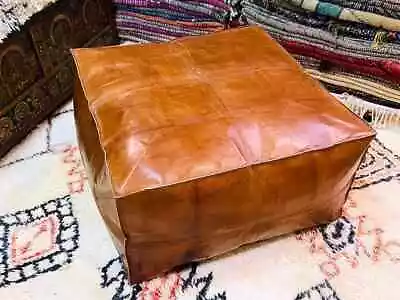 New Footrest 30'' Real Square Leather Genuine Moroccan Pouffe Ottoman Footstool • $152