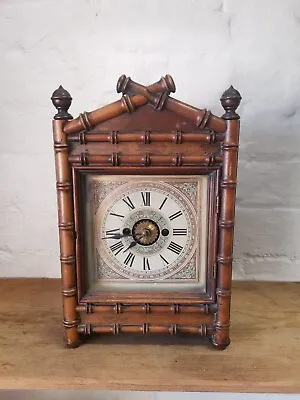 Antique HAC Mantle Clock West German  Faux Bamboo • £70