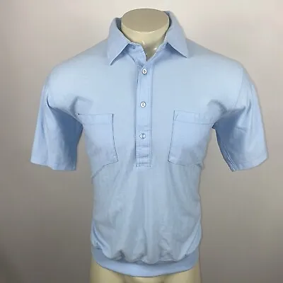 Mens Medium VTG 70s 80s Shirt Haband Hipster Disco Miami Vice Light Blue Polo • $42.14