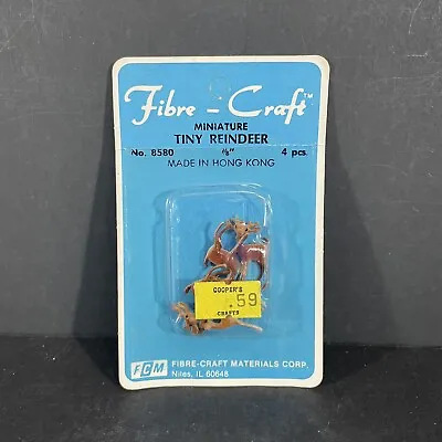 Vtg Fibre Craft Miniature Tiny Reindeer Plastic 4 Mini 8580 Diorama Christmas • $11.99