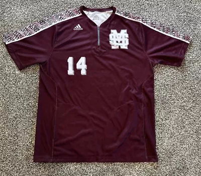 Adidas Mississippi State Bulldogs College Baseball 1/4 Zip Warm Up Jersey Large • $42.99