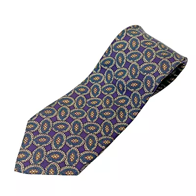 Robert Talbott Studio Carmel Valley Silk Necktie USA Geometric Purple Medallions • $18.48