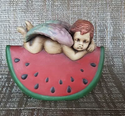 Vintage Mexican Cherub Watermelon Folk Art Sculpture Ceramic Figure Hand Painted • $34