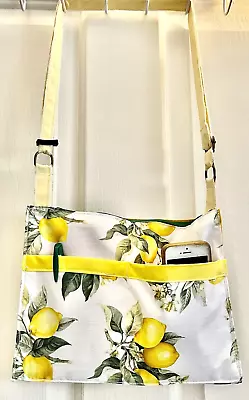 NEW Handmade Lemons Crossbody Bag 11 X8  Adjustable Strap Zip Closure Pocket • $7.50