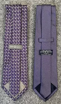 Robert Talbott Charles Tyrwhitt 1 Each Ties Purple Geometric 100% Silk  Lot Of 2 • $24.95