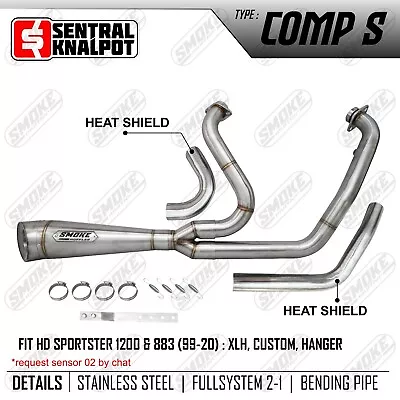 1999-2020 Harley Sportster 1200 883 Fits Custom Exhaust System Pipes 2 Into 1 • $427.50