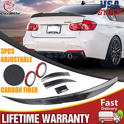 3pcs Carbon Fiber Rear Trunk Spoiler Tail Wing Lip For Car Sedan Universal Fit • $35.69