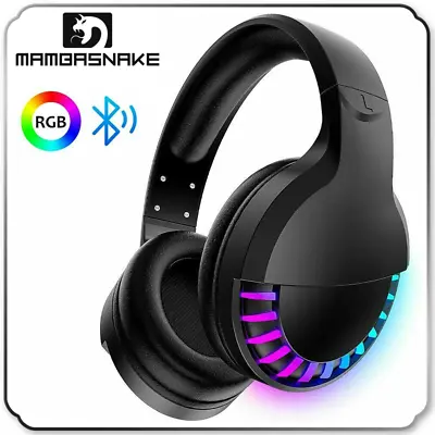 $13.29 • Buy Wireless Bluetooth Gaming Headset Headphones With Mic For PC RGB Backlit Black