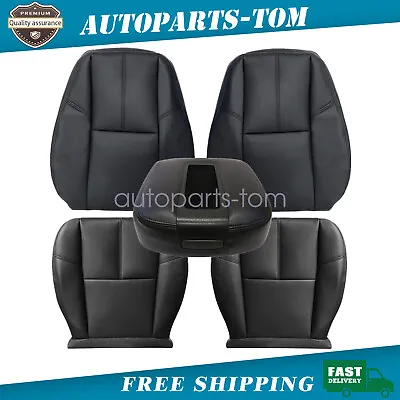 For Chevy Silverado GMC Sierra 07-14 Front Bottom & Top Leather Seat Cover Black • $100.89