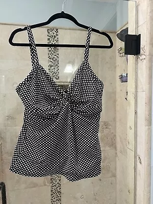 Magicsuit Pinpoint Twist Tankini Top Sunset Size 16 Polka For Black White • $55