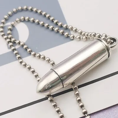 Mens Pendant Necklace Stainless Steel Bullet Style Charm Chain Fashion Jewelry • $8.33