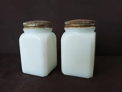 Vintage McKee White Milk Glass Salt & Pepper Shakers W/Lids • $10