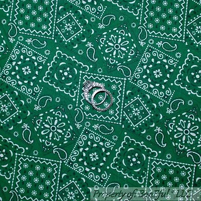 BonEful Fabric Cotton Green White Paisley Irish Farm St Patricks Day Print SCRAP • $0.88