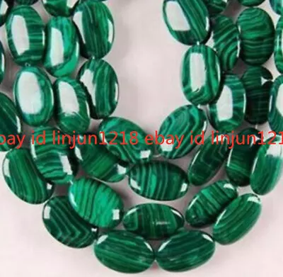 New 13X18mm Green Malachite Gemstone Oval Loose Bead 15'' • $3.70