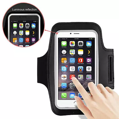 Black Gym Running Jogging Sports Armband Holder Pouch For 4.7 Inch Mobile Phones • £2.99