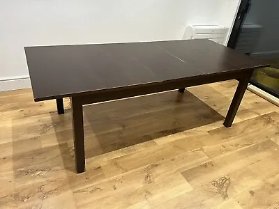 IKEA Bjursta DINING TABLE Brown Solid Wood Rectangle Extendable (seats 8-12) • £500