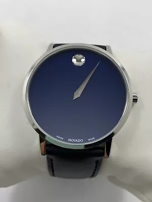 Movado Museum Classic SWISS Quartz Blue Dial Leather Strap Men's Watch 0607270 • $159.95