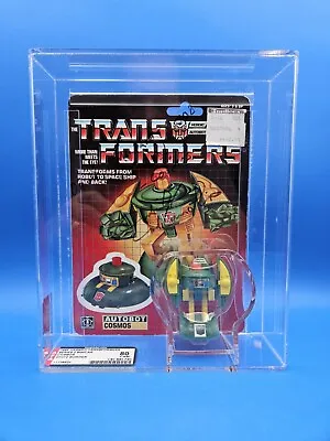 1985 G1 Transformers Cosmos (White Border) AFA Y80  Acrylic Case Signed • $235.50