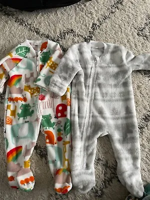 Baby 0-3 Months Fleece Sleepsuits • £4