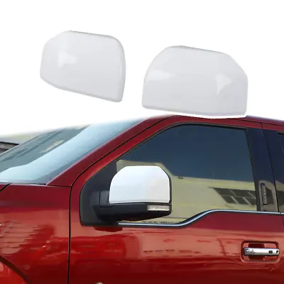 2x Rearview Top Half Mirror Cover Caps Overlay For Ford F150 F-150 Oxford White • $37.69