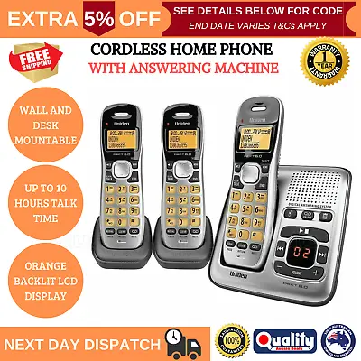 NBN Cordless Phone 3 Handset Home Office Answering Machine Telephone Landline • $72.64
