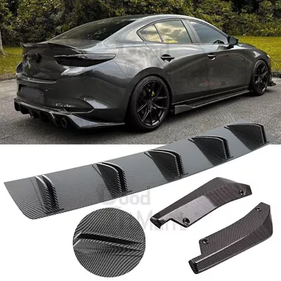 For Mazda 3 BK BL BN Carbon Fiber Rear Bumper Diffuser Spoiler+Rear Lip Splitter • $69.95