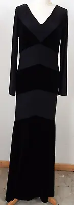 Vintage Frank Lyman Black Evening Dress With Velvet Detail UK 10 • $12.62