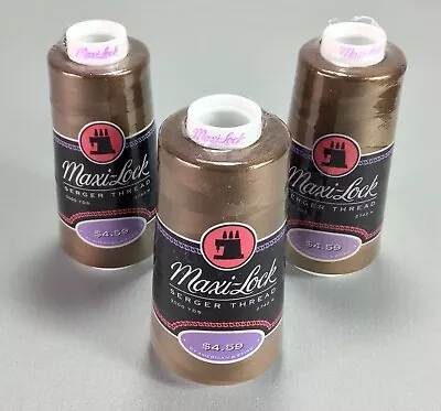 Maxi-Lock Serger Thread # 32065 Brown Polyester 3000 Yards Lot Of 3 New • $16.85