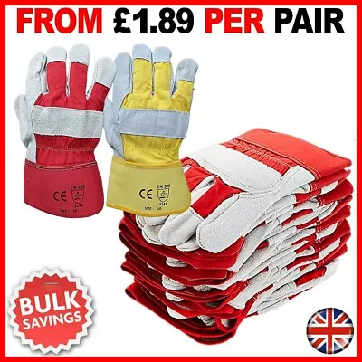 Canadian Double Palm Rigger Work Gloves Heavy Duty Leather Safety Gauntlet XL • £1.89