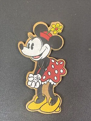 Disney Minnie Mouse Wood Christmas Ornament Wooden Vtg Red Hat Dress One Sided • $9.99