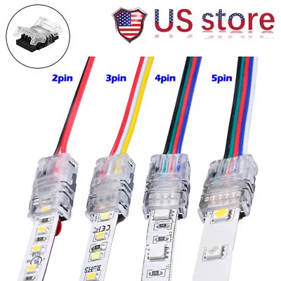 Wire To LED Strip Connector 2/3/4/5Pin 8mm 10mm 12mm Adapter RGB RGBW 5050 3528 • $5.85