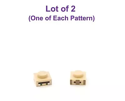 Lego 1x1 Plate Tan Lot Of 2 With Minecraft Villager Eyes Nose And Mouth Pattern • $2.75