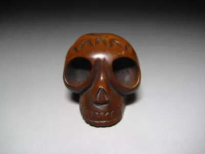 Netsuke  Skull Yellow Yang Wood Carving From Japanese Antiques  #205 • £106.16